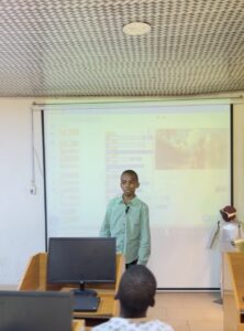 A student presenting