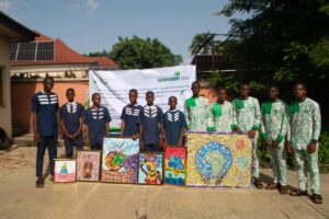 Onitsha Secondary school students with their eco-friendly designs from wastes.